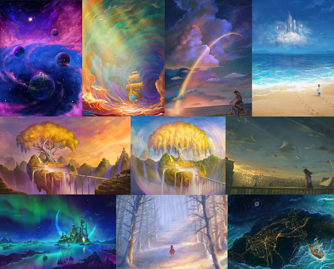 fantasy magical landscape illustration