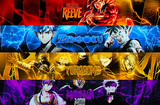 design 3d youtube anime banner and logo for ,twitch,discord