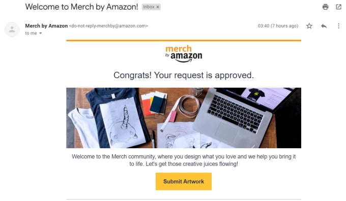 merch by amazon invitation letter