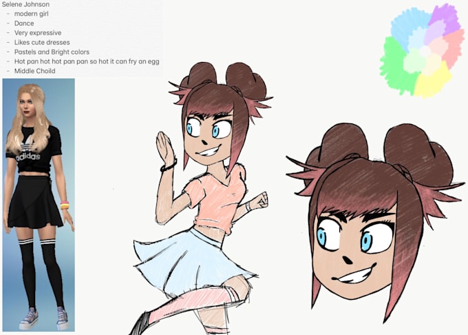 draw a character design based on a vague description
