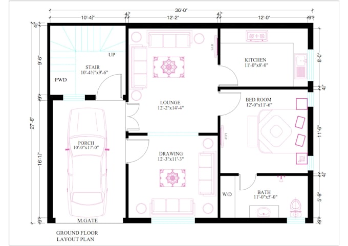 draft your architectural floor plan, convert PDF to autocad