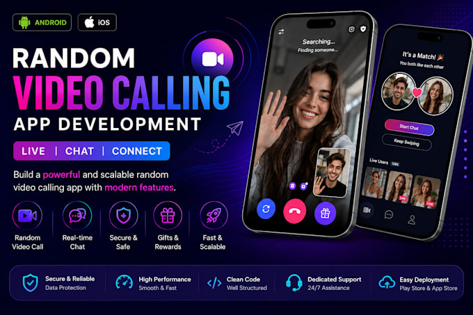 develop random video calling app for android and ios