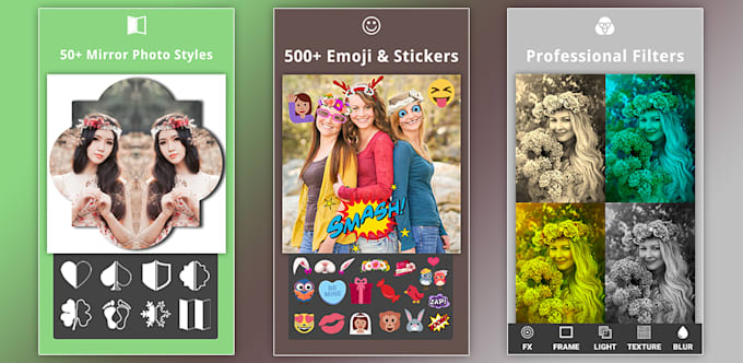 do photo collage maker with mirror effect editor