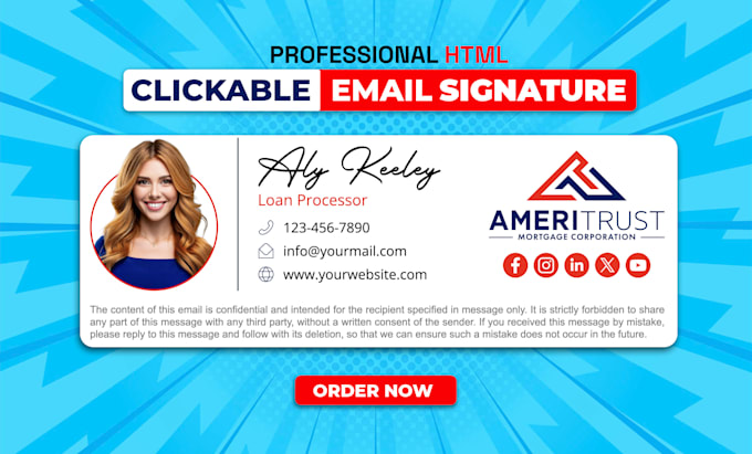 do clickable HTML email signature for outlook, gmail, apple mail