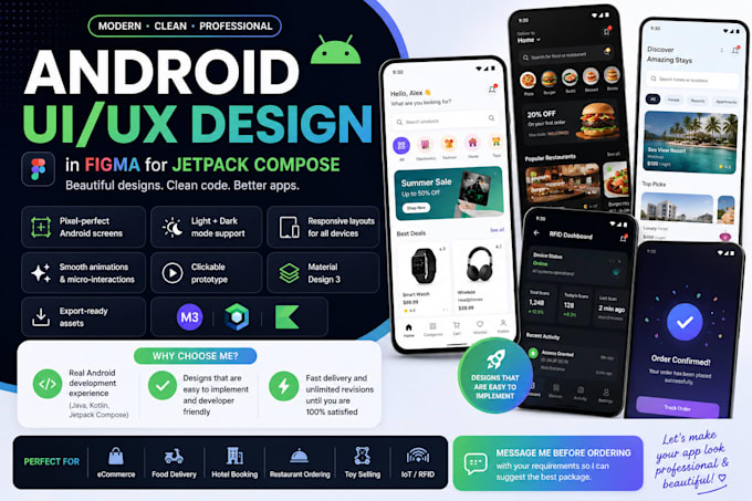 create professional android UI UX design in figma