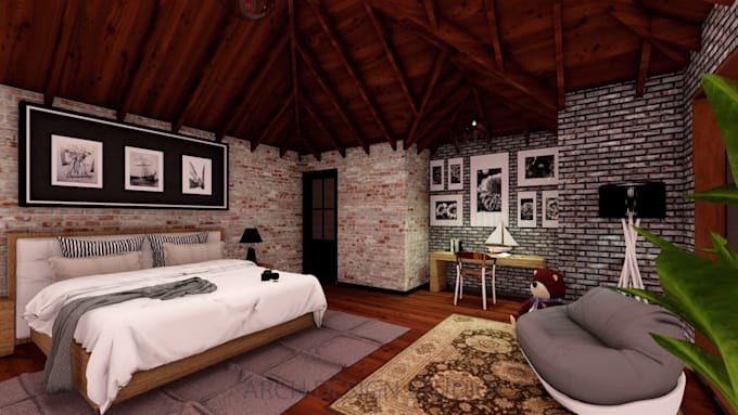 do realistic interior design and 3d render