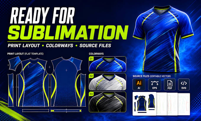 do design custom sportswear jersey and sublimation print ready artwork