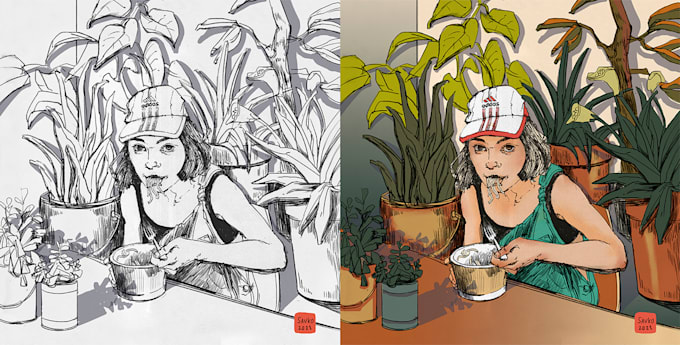 draw ink illustration for you