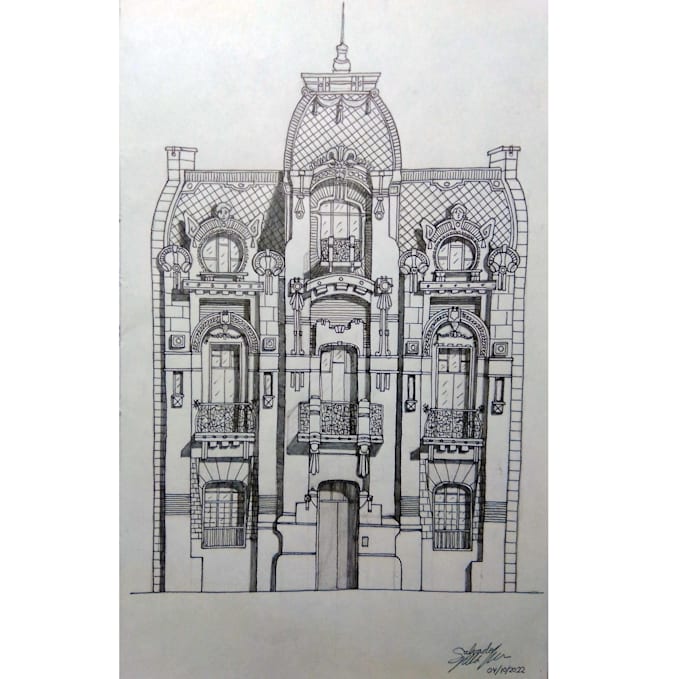 do architectural city sketches, handmade illustrations