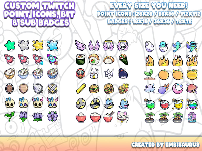 create cute twitch channel points subscriber and bit badges