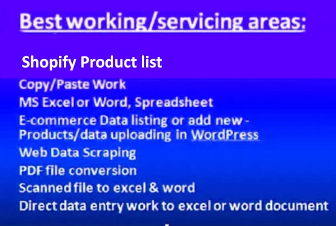 do data entry , shopify product list and blogs comments