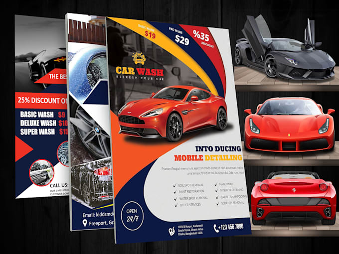 design professional carwash autodetailing flyer