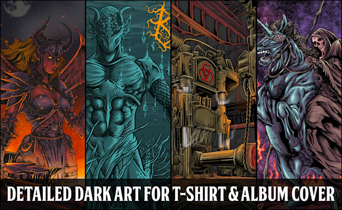 design detailed dark art illustration for t shirt and album cover