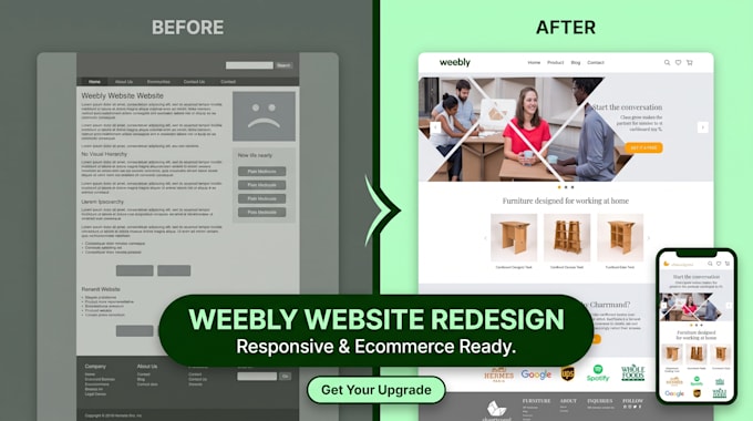 design a responsive weebly website or weebly ecommerce store