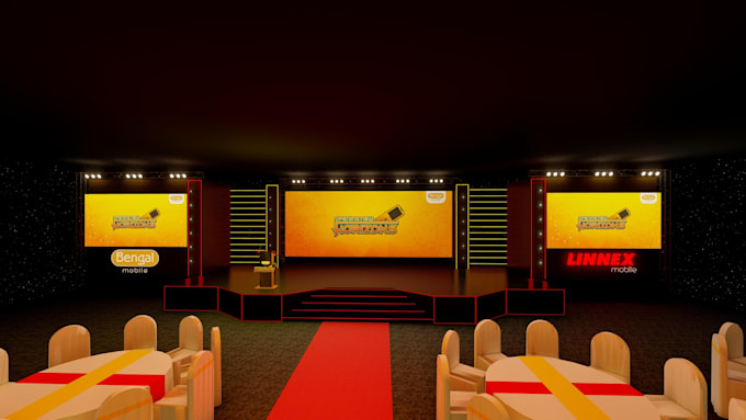 make 3d event, conference stage, concert, dance stage,