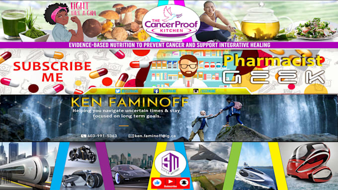 design youtube banner, tik tok and facebook cover page