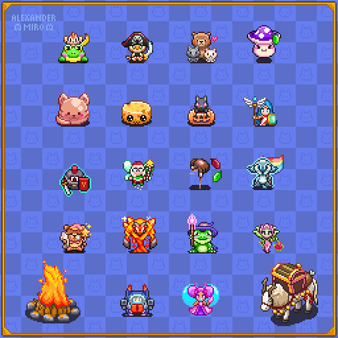 create pixel art characters animations objects for you