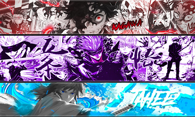 design unique anime or gaming banner for youtube, twitch, kick