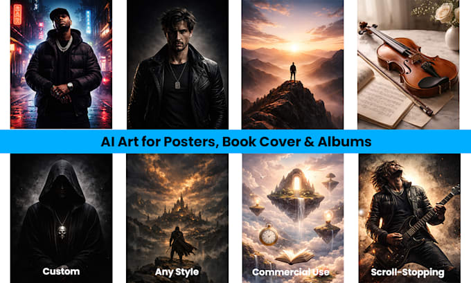 design stunning ai artwork for posters, book covers, and albums