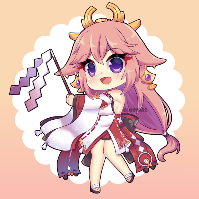 draw cute anime chibi fullbody, oc fanart pet character ych