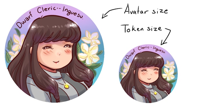 draw roleplaying character mini portraits 1x1 ich, anime style