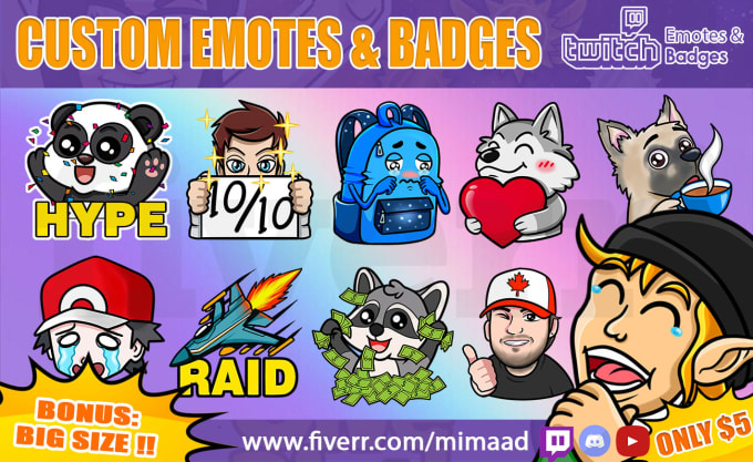 create custom twitch emotes or sub badges special for you