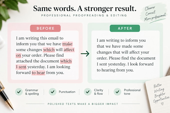 provide a high quality proofreading and editing service