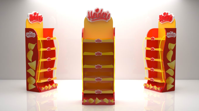 design creative 3d product display gondola and counter top
