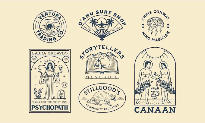 design vintage logo with hand drawn illustration
