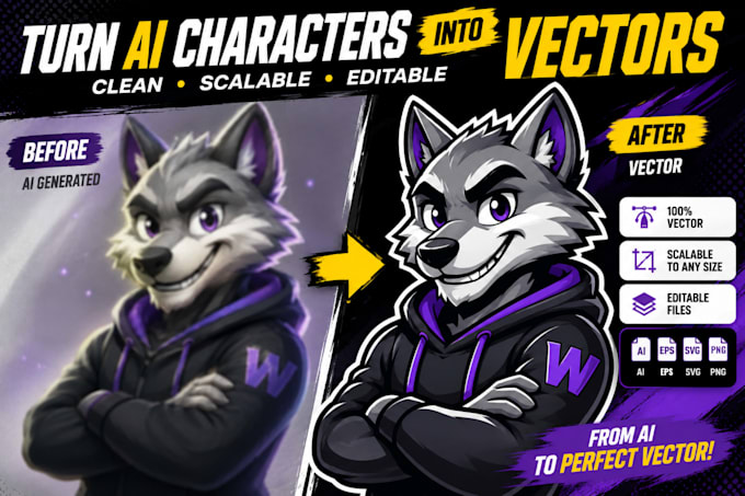 turn your ai generated mascot or character into a professional vector design
