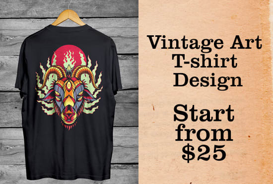 drawing a vintage retro art design for tshirts