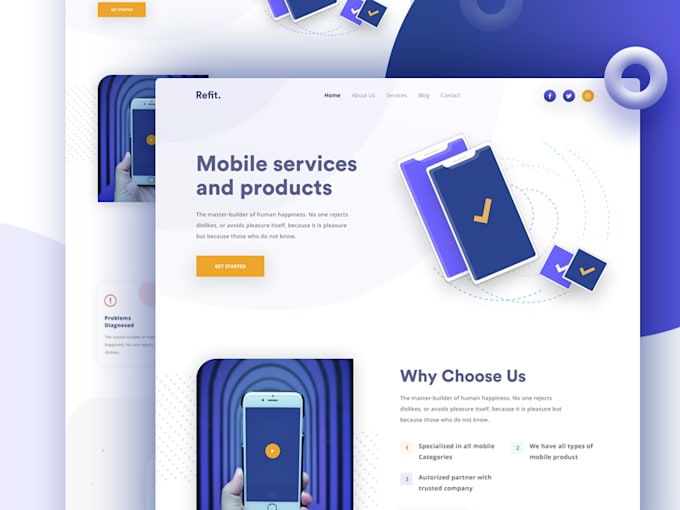 design creative landing page and mobile app UI
