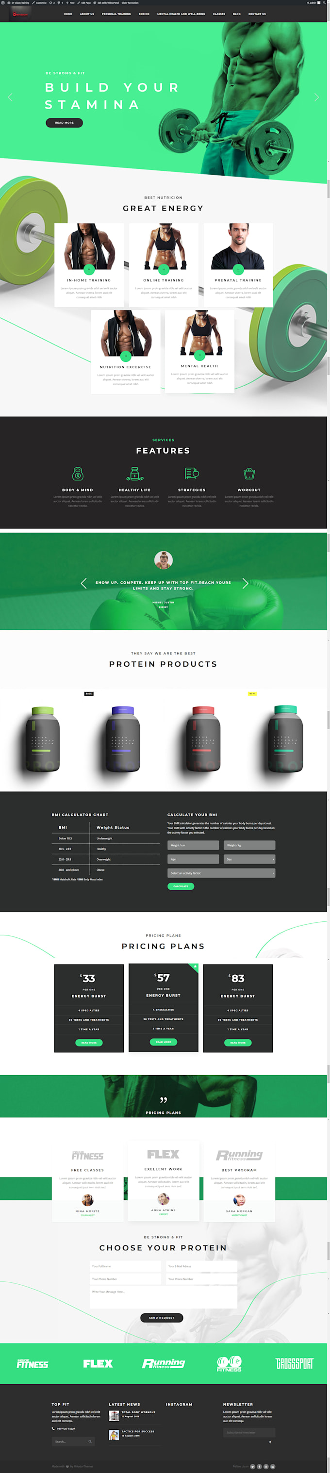 design attractive fitness, sports, gym, workout website