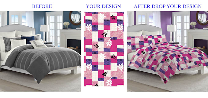 replace bedsheet design on a modern bedroom