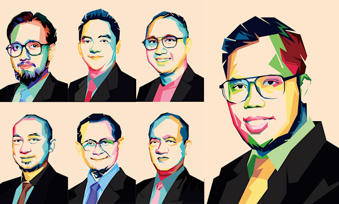 make a custom pop art portrait in geometric cubism style