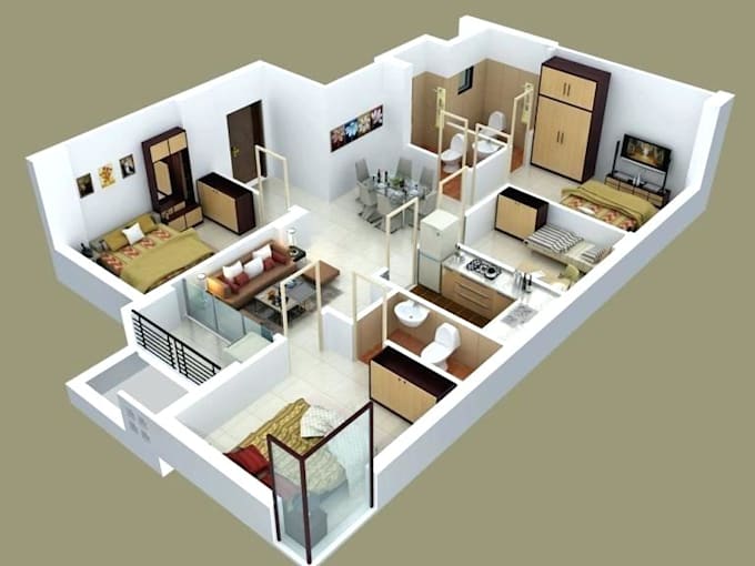 create furnished 3d floor plans