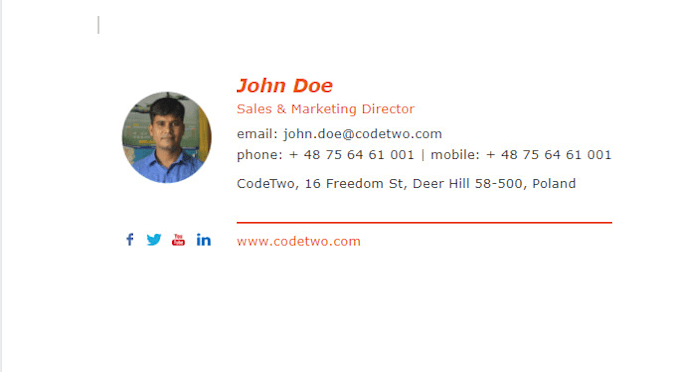 create professional clickable HTML email signature