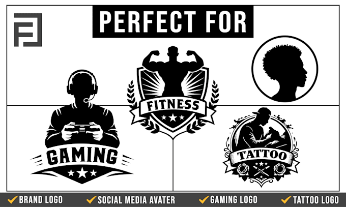 design a black and white silhouette logo for brand