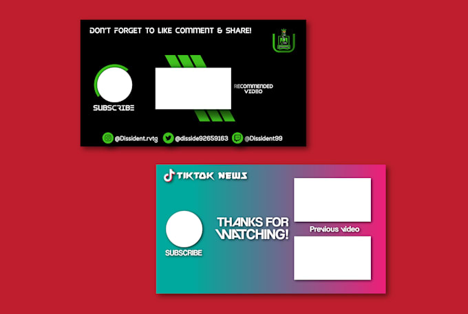 do 3 youtube end screen design in 24 hour