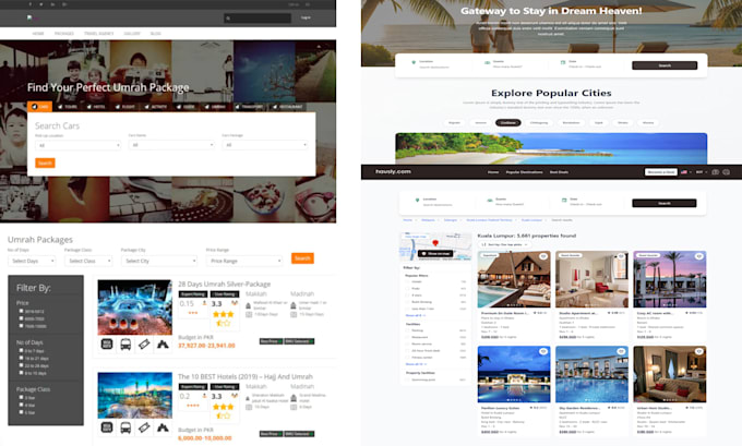 do booking, car rental, umrah, flight, travel website