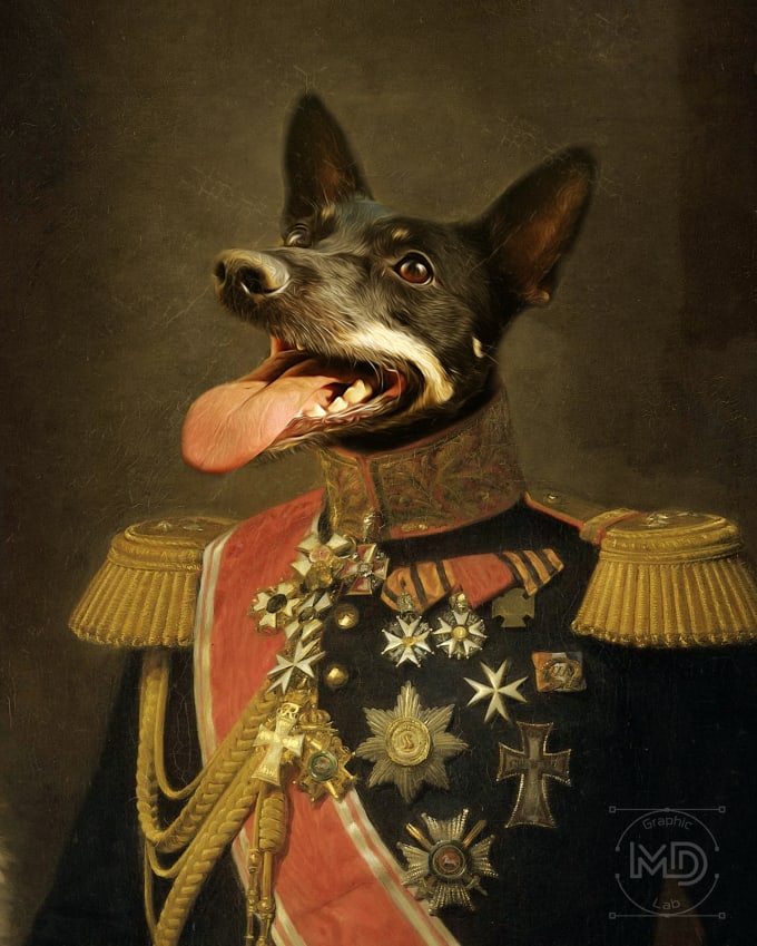 Custom Renaissance Pet Portrait Painting By Mdgraphiclab