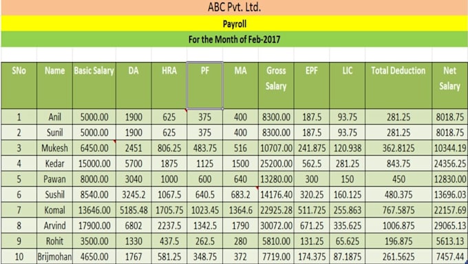 Looking For Excel Data Entry Salary Sheets By Nomikha88