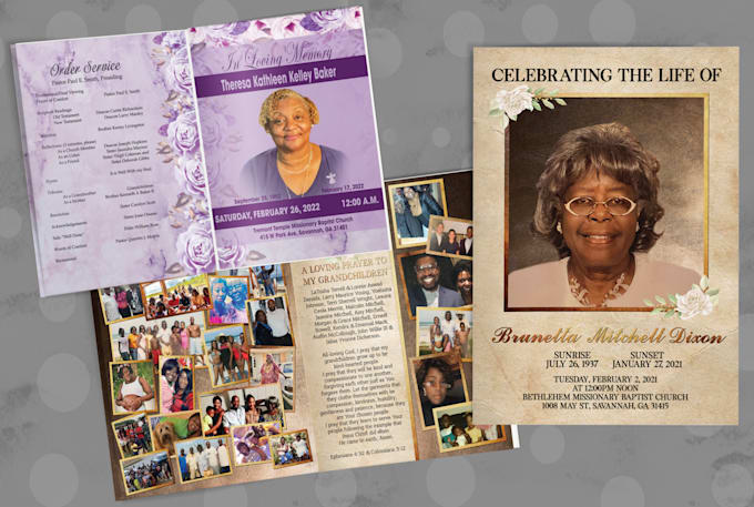 design funeral program, church flyer, memorial card