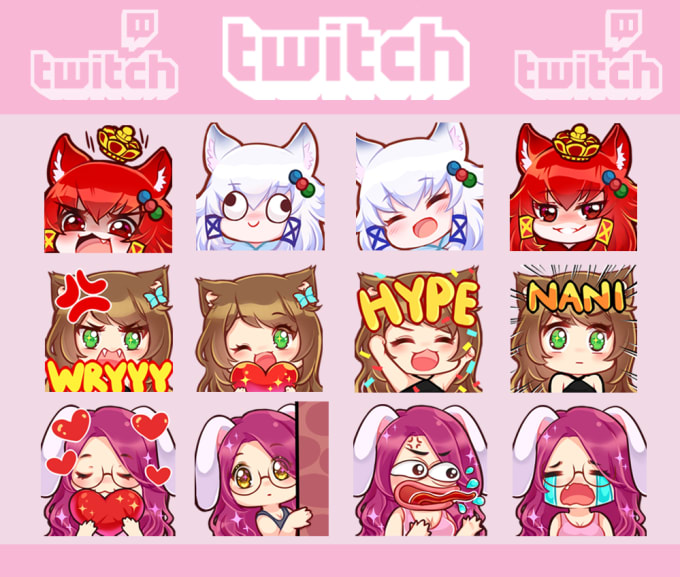 Draw Kawaii Twitch Emotes Sub Badges Panels Banners By Jocomambo Fiverr