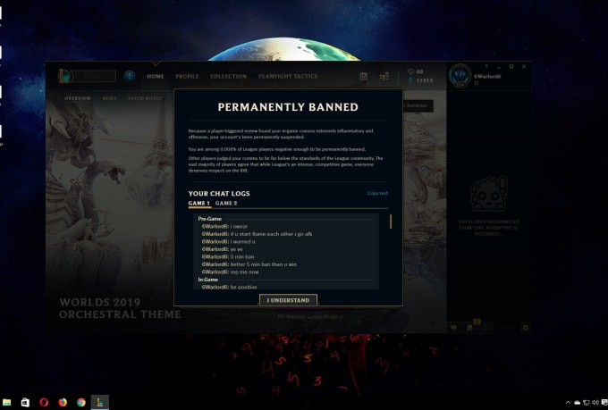 Get you permanently banned in league of legends by Beq_null | Fiverr