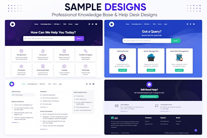 create a professional knowledge base or helpdesk website