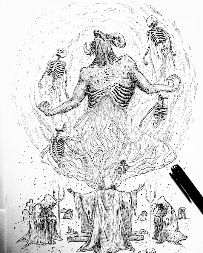 draw an amazing dark illustration with my style