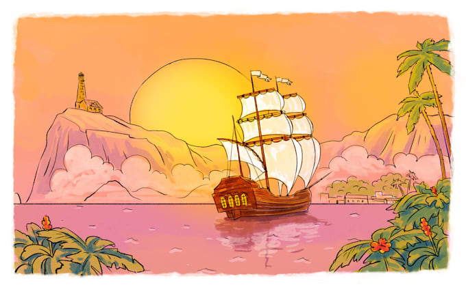 a cute scenery illustration