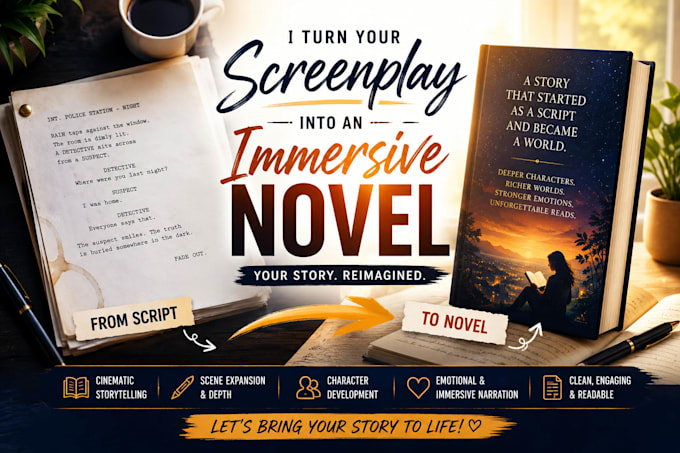 professionally adapt your screenplay into a cinematic novel