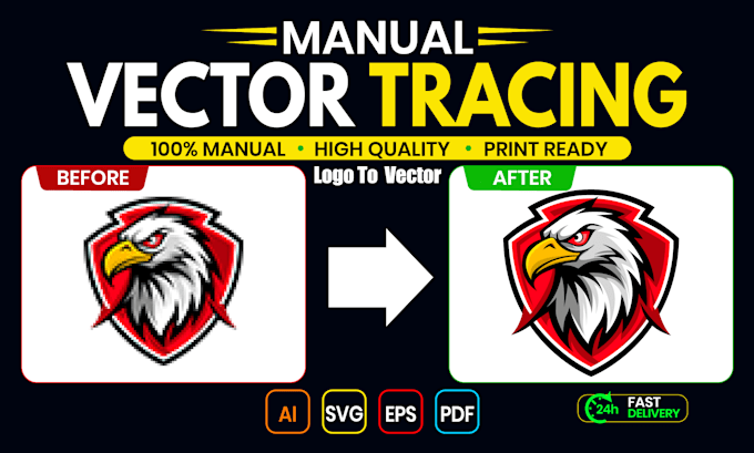 do manual vector tracing, convert logo, image to vector